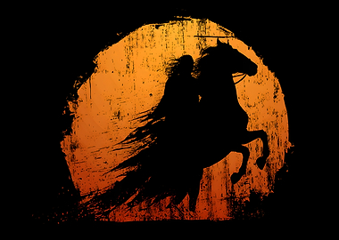 Silhouette of a warrior on horseback