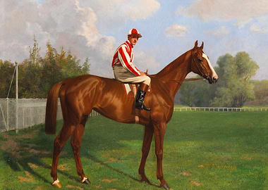 Jockey and Horse on Racetrack