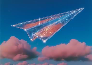Crystal Paper Airplane in Sky