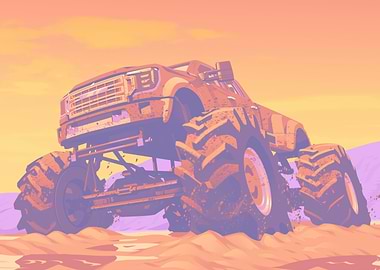 Monster Truck in Desert Landscape
