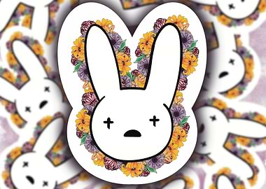 Floral Bunny Sticker