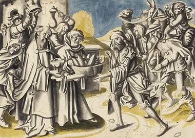 Biblical Scene with Travelers and Offerings