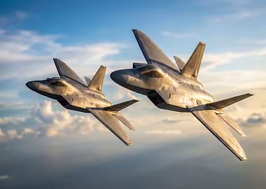 Two Fighter Jets Flying in Sky