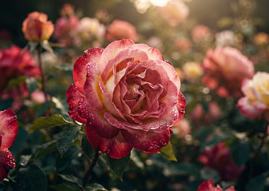 Dew-Kissed Rose in Soft Sunlight