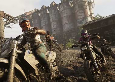 Motocross Racers in a Grungy Industrial Setting