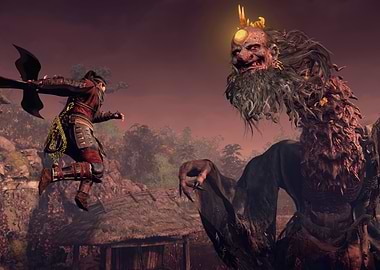 Warrior battles a monstrous creature