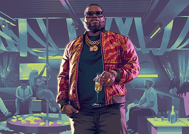 Man in a nightclub with champagne