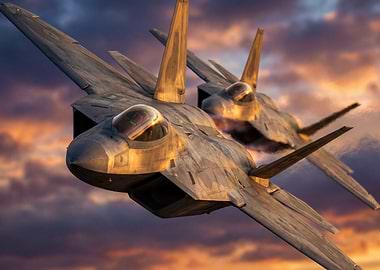 F-22 Raptors in Flight
