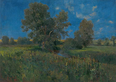 Twilight Meadow with Stream