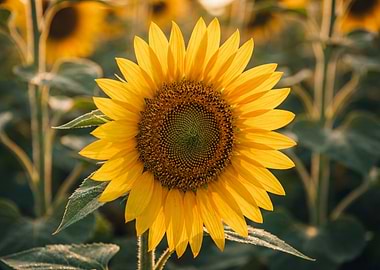 Close-up of a Sunflower in a Field