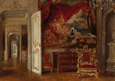 Opulent Rococo Interior with Tapestry