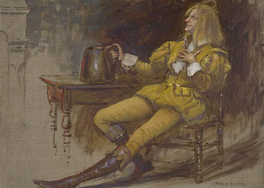 Man in Yellow Costume with Mug