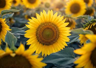 Field of Sunflowers at Sunset