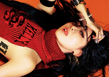 aespa in Red Top with Tattoo