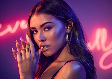 Madison Beer Portrait with Neon Lights