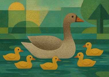 Mother Goose and Ducklings