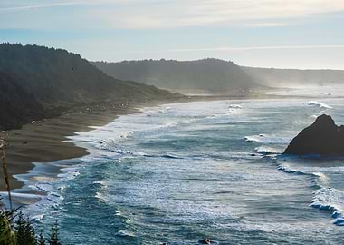 Rugged Coastline with Crashing Waves