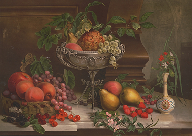 Still Life with Abundant Fruits and Flowers