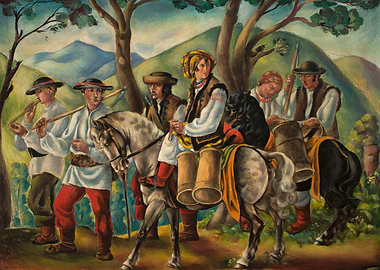 Hutsul Musicians on Horseback