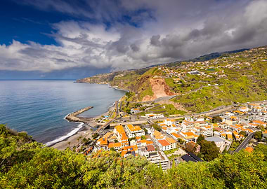 Coastal Town on a Green Hillside, Madeira