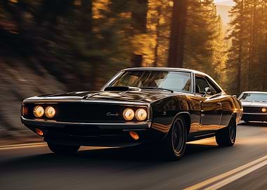 Classic Black Dodge Charger
