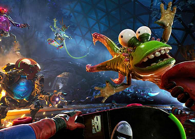 Video game characters in action high on life 2