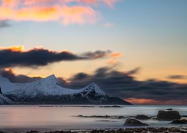 Snowy Mountains at Sunset