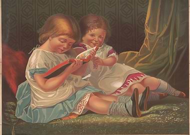 Two girls reading a book