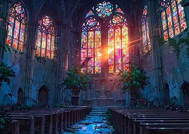 Ruined Church with Stained Glass