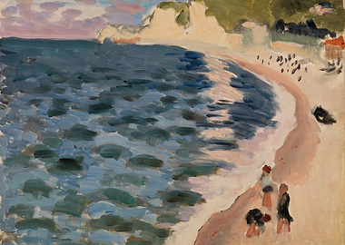 Impressionist Beach Scene with Figures