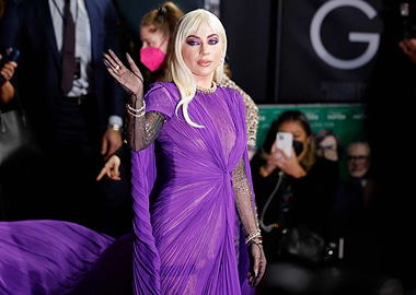 Lady Gaga in a purple gown