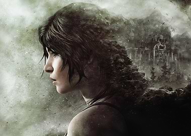 Lara Croft in a Mountainous Landscape