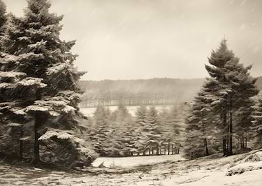 Vintage winter Landscape