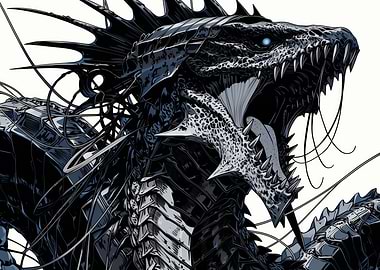 Close-up of a Black Dragon's Head