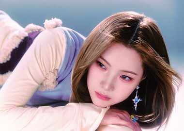 Fashionable juun babymonster with blonde hair