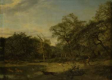 Hunting Scene in a Forest