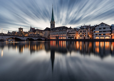 Cityscape with River Reflection