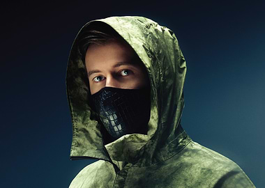 alan walker in Hooded Jacket and Mask