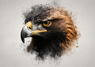 Eagle Head Watercolor Splash Art