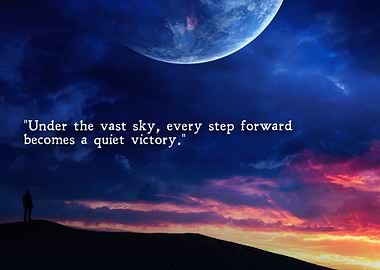 Man on hill under vast sky