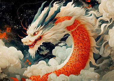 Majestic Chinese Dragon in the Clouds