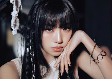 K-Pop choi jung eun with Dark Hair and Makeup