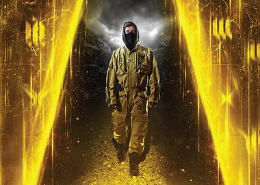 alan walker in Hazmat Suit Walking Through Portal