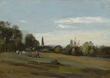 Man Plowing Field with Horse