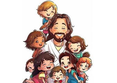 Jesus surrounded by happy children