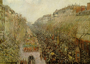 Crowded Parisian Street Scene Painting