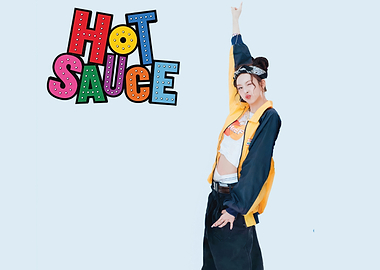 Hot Sauce text with K-pop idol BABYMONSTER