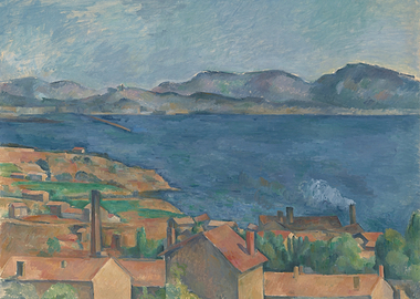 Coastal Town with Mountains and Sea