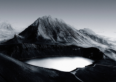 Volcanic Crater Lake Landscape