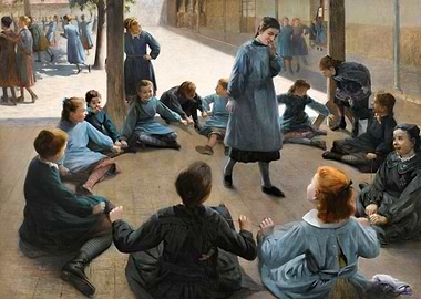 Children playing a game outdoors